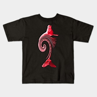 Curved Fish Red Kids T-Shirt